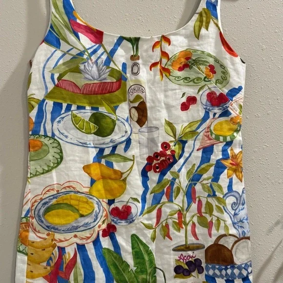 Farm Rio NWT XS Off White Fresh Table Euroflax Premium Linen Mini Dress Elegant - Picture 4 of 9